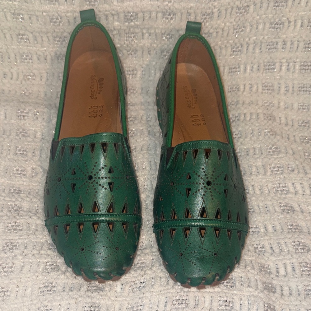 Spring Step Green Perforated Flats